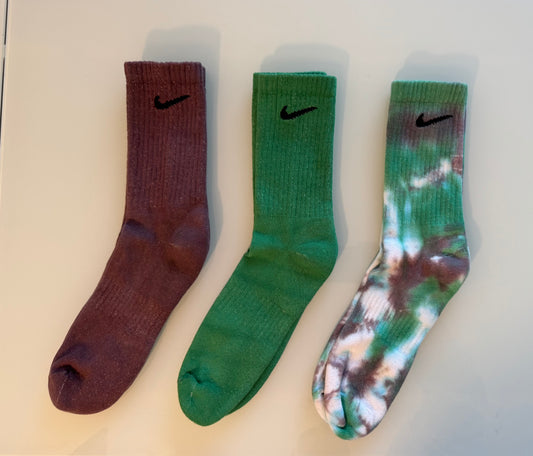 Forest Pack 3-Pack – Green, Brown & Tie-Dye Blend | Earthy Nike Socks Gift Set