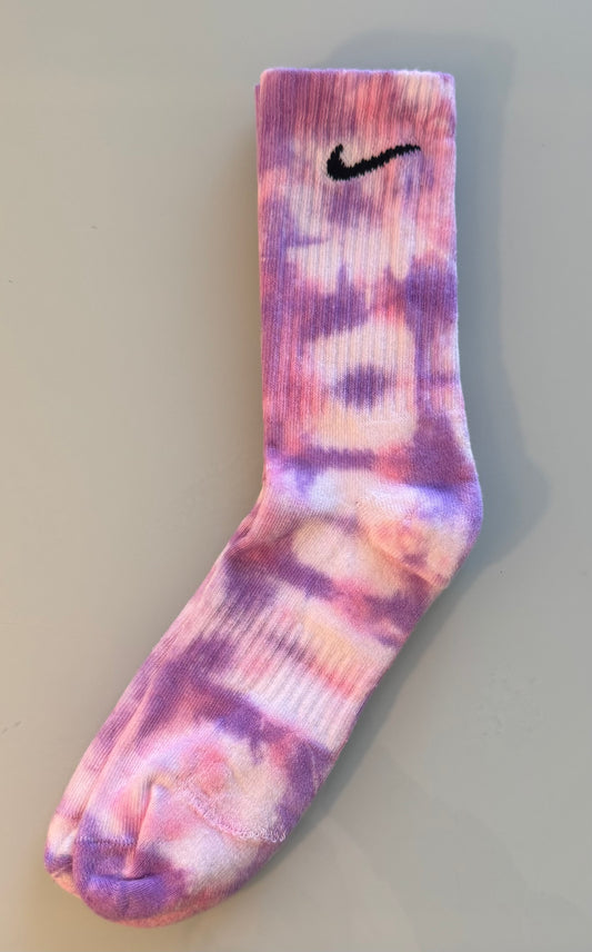 Cotton Cloud 3-Pack – Pink & Lavender Tie-Dye Nike Socks | Pastel Crew Socks | Gift Set