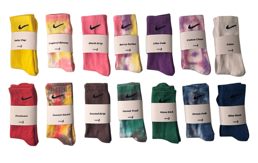 Hand-Dyed Nike Crew Socks – Custom Color | Unisex Tie-Dye Streetwear | All Colors Available | Pick Your Favorite Colors